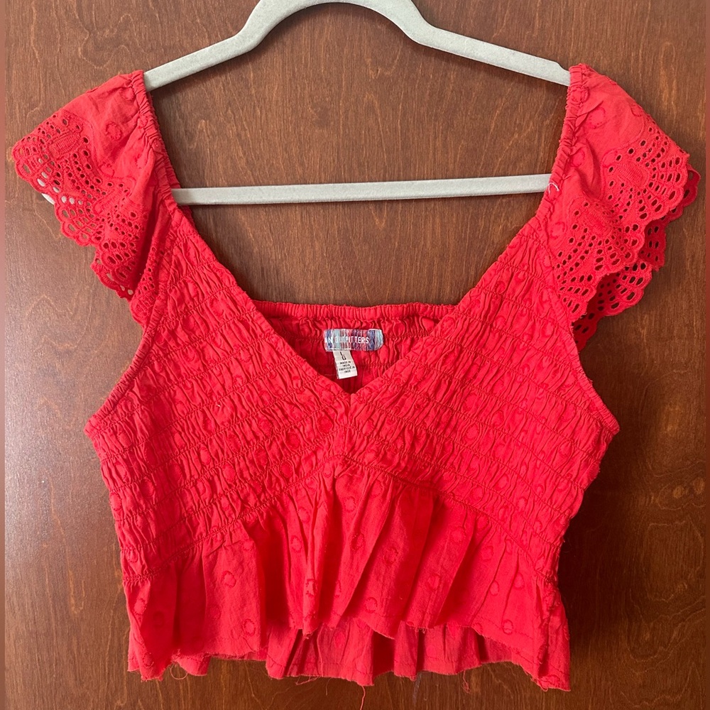 Urban Outfitters Red Crop Top Tank - Large